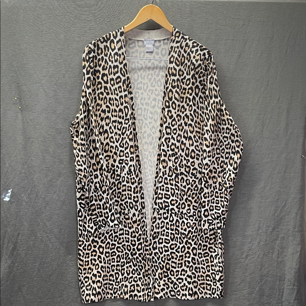 Chico's Animal Print Open Cardigan - Picture 3 of 6